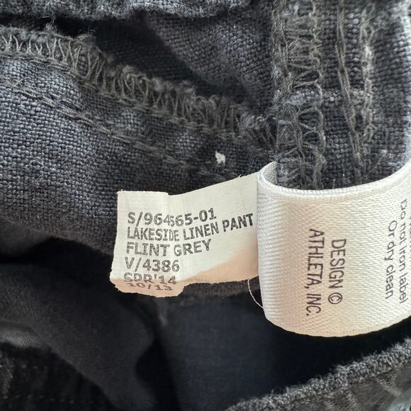 Athleta SZ 6 Lakeside Linen Pants Pull-On Pocket Wide Leg Drawstring Flint Grey - Picture 8 of 8